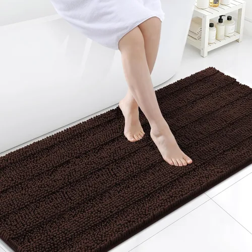 Miniatura 248 de Grandaily Alfombras de baño de felpilla a rayas de 24 x 16 pulgadas, extra gruesas y suaves, absorbentes, parte trasera de goma, alfombra de ducha