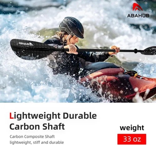 Miniatura 2 de Abahub 1 pala de kayak de carbono, remos de kayak de 90.5 pulgadas para canotaje, canoa con correa de remo gratis, eje de fibra de carbono