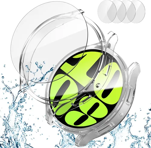 Miniatura 11 de [2+4] Paquete de protectores de pantalla para Samsung Galaxy Watch 6 de 1.575 pulgadas, JZK 2 funda protectora de policarbonato duro + 4 protectores