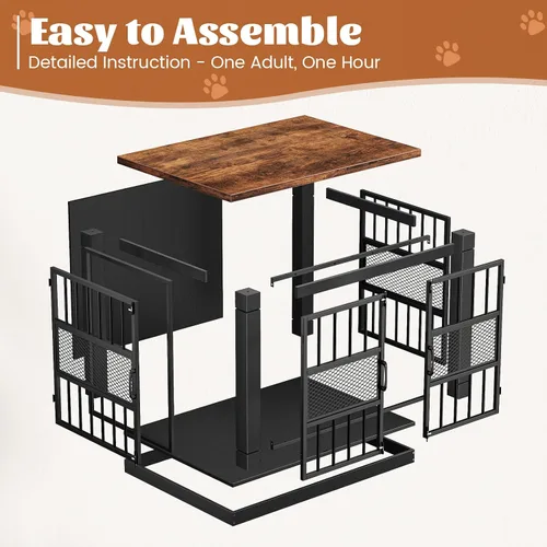 Miniatura 6 de VOPEAK Mueble de jaula para perros de 27.5", jaula para perros resistente a mordiscos para perros pequeños y cachorros, jaulas para perros