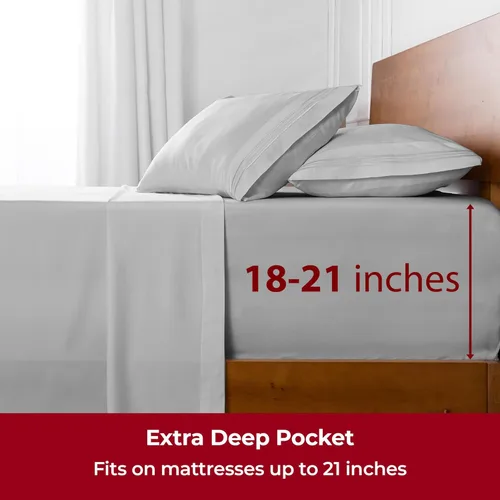 Miniatura 6 de Mellanni Sábanas extra profundas tamaño King – Ropa de cama de 5 piezas de la colección Iconic Collection – Lujosas y ultrasuaves – Sábanas 1364