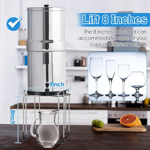 Miniatura 2 de Dreyoo Soporte de filtro de agua de 8 pulgadas de alto por 9 pulgadas de ancho compatible con el sistema de filtro de agua Berkey, soporte de acero