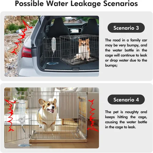 Miniatura 4 de Dispensador de agua para perros Vannon para jaula, botella de agua de 20 onzas con alimentación automática para jaulas de perros, gatos y conejos
