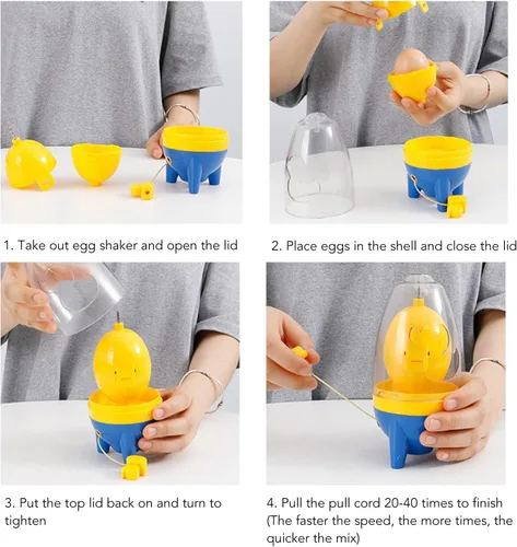 Miniatura 8 de Joyzan Mezclador de yema de huevo, giratorio para hacer huevos hervidos dorados, portátil manual, agitador de conchas, batidor, batidor, mezclador