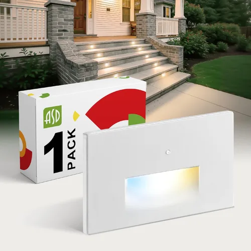 Miniatura 22 de ASD LED Luminaria de Escalera Empotrada, Iluminación de Pasada al Aire Libre del Atardecer al Amanecer 3CCT, Sensor de Movimiento, Fotocélula