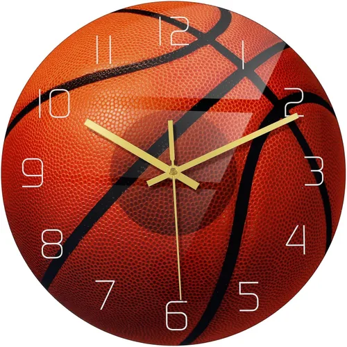 Garneck Reloj de pared de baloncesto de 11.8 pulgadas, decorativo, acrílico, silencioso, para sala de estar, niños, dormitorio, estudio, decoración