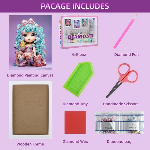Miniatura 3 de PracticeJQDEN Kits de pintura de diamantes para niños, kits de pintura de gemas con marco, kits de artes y manualidades para niñas, regalos