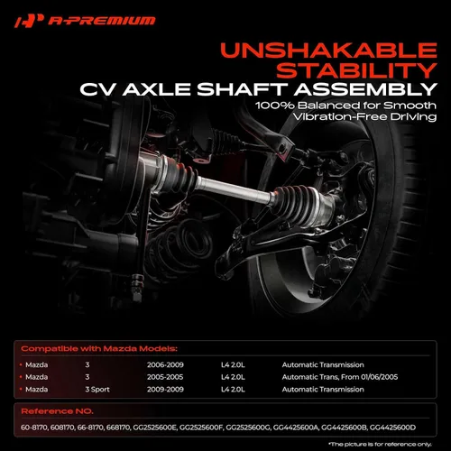Miniatura 2 de A-Premium Conjunto de eje de eje CV compatible con Mazda 3 2005 2006 2007 2008 2009, 3 Sport 2009, L4 2.0L, transmisión automática, lado delantero