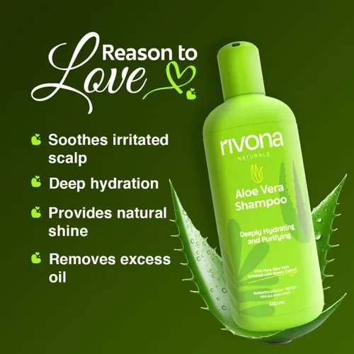 Miniatura 4 de RIVONA NATURALS Champú hidratante de aloe vera 99% puro con neem para cabello dañado, seco y encrespado, orgánico, natural, vegano, sin sulfato