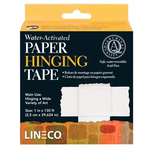 Lineco, Archival - Cinta adhesiva de papel activado por agua, sin ácidos con pH neutro, para bisagras de fotos artísticas, 1 pulgada x 130 pies,