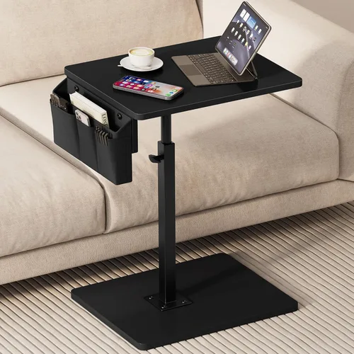 Vagusicc - Mesa con bandeja para apoyabrazos de sofá, mesa giratoria de 360° con altura ajustable para TV, mesa auxiliar para espacios pequeños,