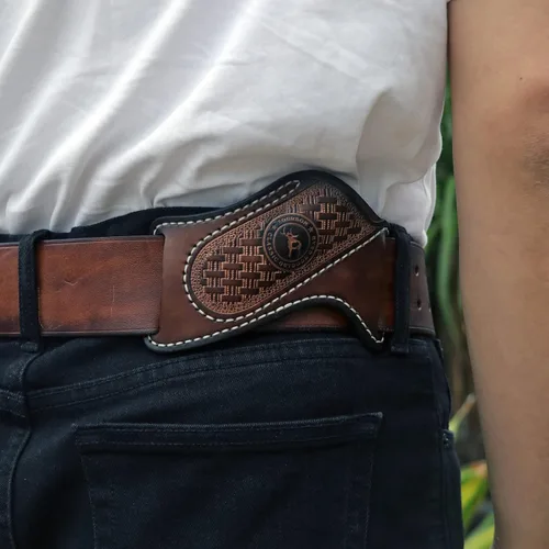 Miniatura 9 de Funda de cuero para cuchillo plegable con bolsillo para cinturón, soporte compacto para cuchillos, portador de herramientas EDC 3mm thick leather