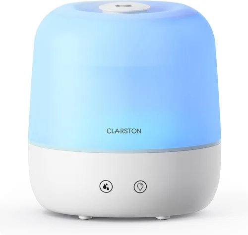 Clarston Humidificador de niebla fría de 2 L para dormitorio con boquilla ajustable de 360°, niveles de niebla altos y bajos, ultra silencioso,