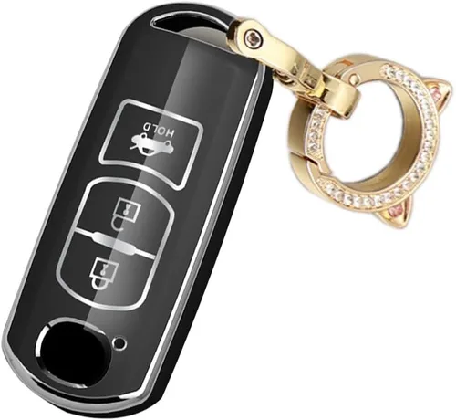 Miniatura 12 de ontto Funda para llave inteligente compatible con Mazda de 3 botones para Mazda 2, 3, 5, 6, 8, CX3, CX5, CX7, CX9, MX5, protector de llave de Negro