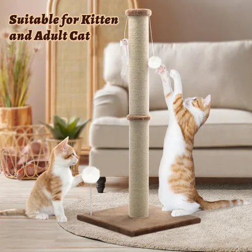 Miniatura 3 de Poste rascador para gatos de 36 pulgadas de alto, poste rascador de sisal grande para gatos de interior, torre rascadora resistente para gatos