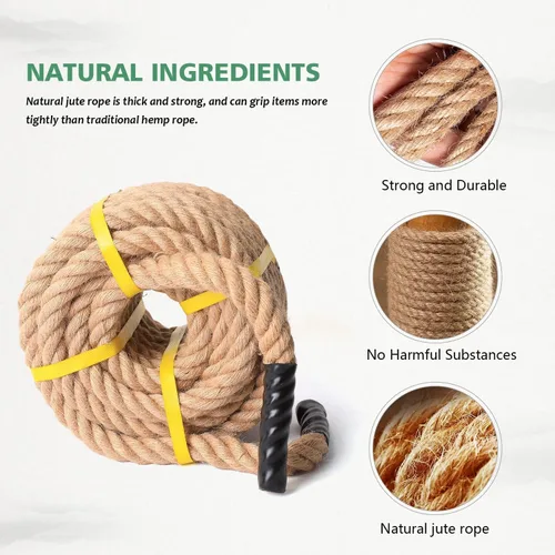 Miniatura 3 de Cuerda de yute de 3/4 pulgadas × 50 pies, material natural, cuerda de yute resistente trenzada para manualidades en interiores y exteriores