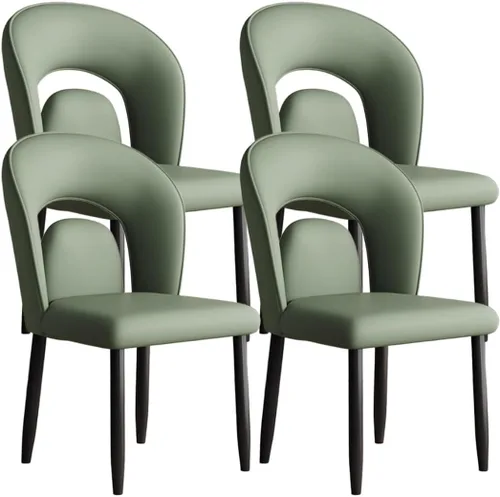 YVYKFZD Leather Dining Chairs, Kitchen Chairs Set with Curved Back, Upholstered Dining Room Chair, Armless Comfy Side Chair, for Living Room,