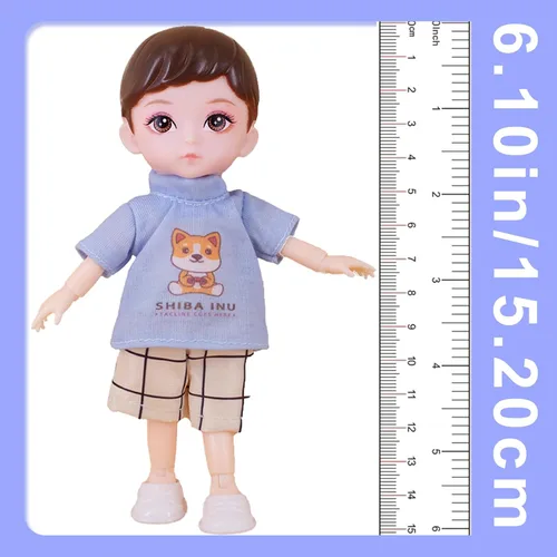 Miniatura 2 de Juego de muñecas de 6 pulgadas, muñeca articulada con bola para niños, con ropa, con caja de regalo y tarjeta de felicitación, regalo ideal