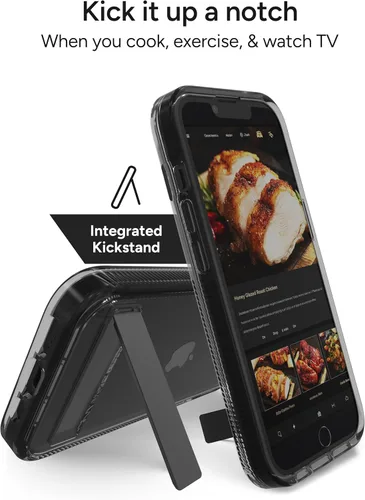 Miniatura 2 de ZAGG Santa Cruz - Funda con función atril para iPhone 17e, 16e, 15, 14, 13, protección contra caídas de 13 pies, reforzada con grafeno, funda Negro
