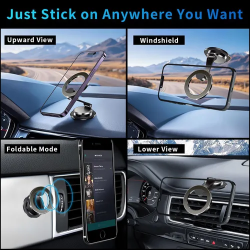 Miniatura 6 de Soporte magnético para automóvil MagSafe [rotación de 360° y 2800gf magnético], soporte magnético para teléfono para salpicadero