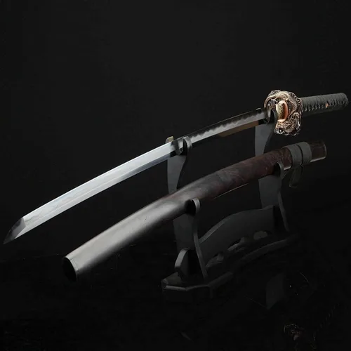 Miniatura 3 de Rare Boutique - Espada samurái japonesa hecha a mano de dragón dorado Tsuba, Katana real, arcilla templada, hoja afilada de acero plegado