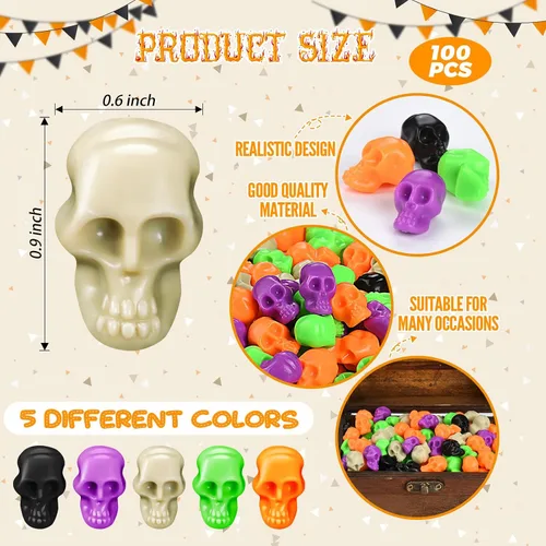 Miniatura 3 de 100 mini cabezas de calavera de plástico, calaveras pequeñas en miniatura, figuras de esqueleto de Halloween para bromas de Halloween, manualidades