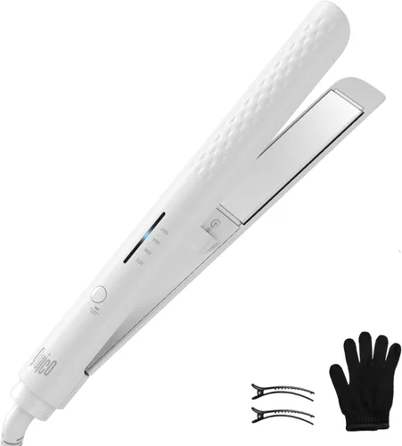 Quico Plancha para el cabello, alisadora de cabello de viaje global de 110-240 V para mujeres, calentamiento rápido en 15 segundos, plancha plana