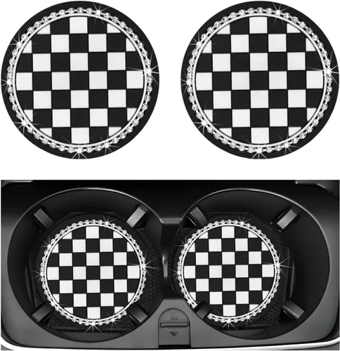 Miniatura 10 de Yourkar 2 piezas de portavasos para automóvil con estampado de vaca, portavasos antideslizantes para automóvil de 7 cm, tapetes para tazas