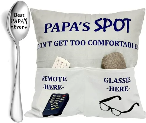 Miniatura 7 de Regalos para la Abuela, Fundas de Almohada Decorativas de 2 Bolsillos y 2 Lados de 18 x 18 Pulgadas y Cuchara Grabada, Regalos de Cumpleaños