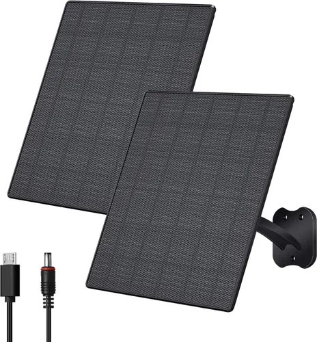 Miniatura 8 de Zivif Panel Solar de 8W para Cámaras de Seguridad, Cargador de Panel Solar para Cámara con Cable USB-C, DC 5.5x2.1mm y Puerto Micro USB, Resistente