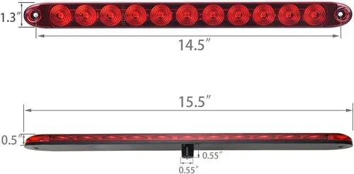 Miniatura 7 de MICTUNING 2 barras de luz LED rojas de 16 pulgadas, 11 luces LED para remolque, impermeables, selladas, luces direccionales, barra de freno, barra