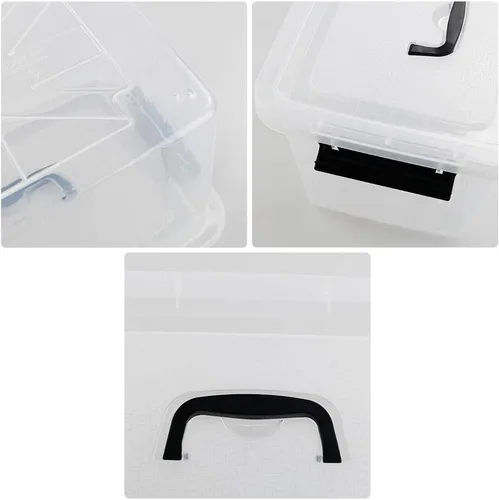Miniatura 3 de Caja de plástico transparente de 10 L, contenedor de almacenamiento de plástico con tapas, paquete de 4 Clear Plastic Material, Snap Side Latches