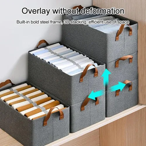 Miniatura 7 de Sistema organizador de cajas de almacenamiento plegables para armario, gran capacidad, resistente para organizar ropa, sábanas, juguetes, libros