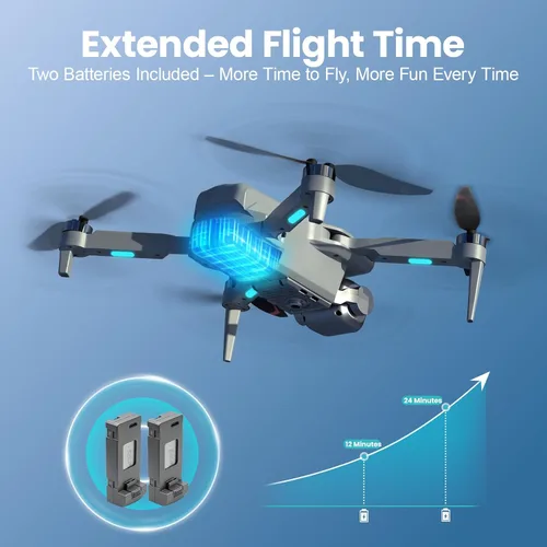 Miniatura 8 de Dron para niños con cámara, cuadricóptero RC plegable con pantalla remota de 4.5 pulgadas, motor sin escobillas, movimiento de flujo óptico, cámara