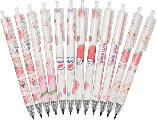 Miniatura 7 de Maydahui 12 lápices eternos de durazno de 0.020 in, retráctiles, sin tinta, tecnología duradera, lápices mágicos para escuela, oficina, escritura
