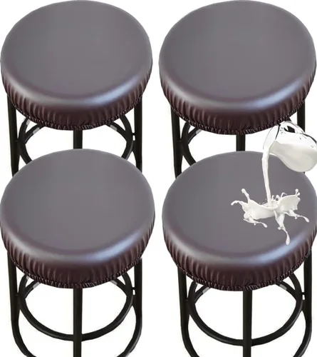 Miniatura 9 de Fundas para taburete PU - Fundas lavables y resistentes al agua para asiento redondo con bandas elásticas para sillas de 12-17 pulgadas