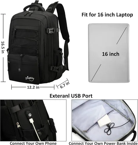 Miniatura 5 de Mochila de viaje AO ALI VICTORY para mujeres y hombres, mochila para portátil de 15.6 pulgadas, mochila grande para la universidad, mochila
