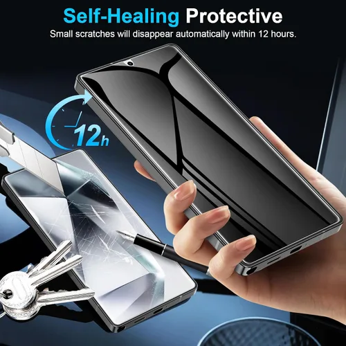 Miniatura 4 de LYWHL Paquete de 2 protectores de pantalla de privacidad para Samsung Galaxy S25 Ultra [como el desbloqueo original de huellas dactilares], película