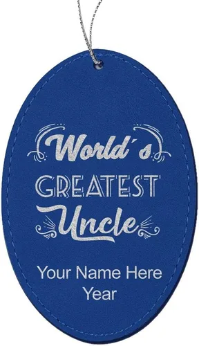 Miniatura 8 de LaserGram Adorno de Navidad personalizado, el tío más grande del mundo, piel sintética, idea de regalo personalizada grabada con láser
