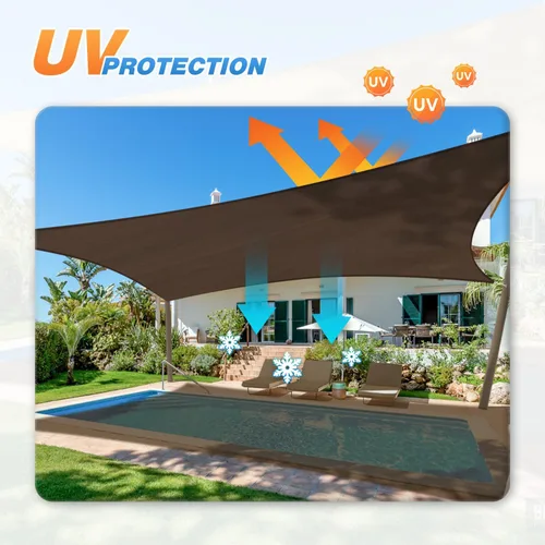 Miniatura 4 de TANG Toldo rectangular de 13 x 20 pies, con bloqueo UV, para pérgola, para patio al aire libre, jardín, glorieta, color marrón