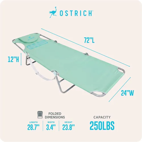 Miniatura 2 de Ostrich The Ladies - Tumbona cómoda con soporte para el pecho, plegable y portátil reclinable para exteriores, patio, playa, césped, camping, Verde