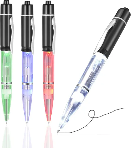 Miniatura 10 de Penyeah Bolígrafo de punta iluminada, bolígrafo de luz LED para escribir en la oscuridad, funciona con pilas AAA, 2 bolígrafos pesados ajustables
