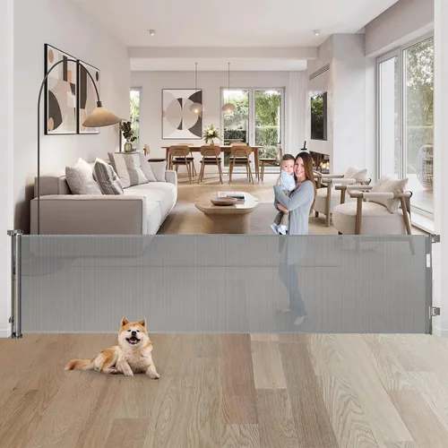 Miniatura 15 de Puertas de bebé extra anchas de 100 pulgadas para gran apertura, puerta retráctil para interiores para perros, puertas para cachorros para la casa
