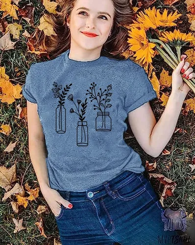 Miniatura 6 de Book Lovers - Camiseta de manga corta para mujer con diseño de flores silvestres, linda camiseta de manga corta para amante de los libros