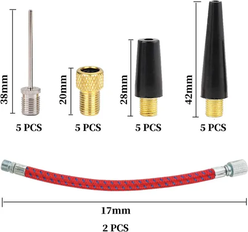 Miniatura 2 de Kit de inflador de aguja de bola de bomba de 22 piezas, adaptador de bomba de aguja, kit de inflador de adaptador de boquilla de aguja