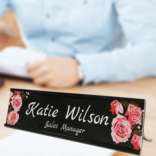Miniatura 4 de Placa de identificación personalizada de 2 x 8 pulgadas para escritorio, placa de identificación de escritorio de oficina personalizada con bonito