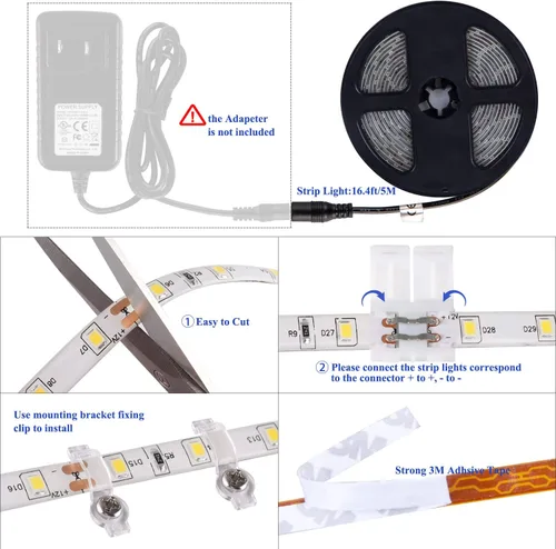 Miniatura 3 de Tira de luces LED impermeable, intensidad regulable, 16.4 pies / 5m, 300 LED SMD 2835