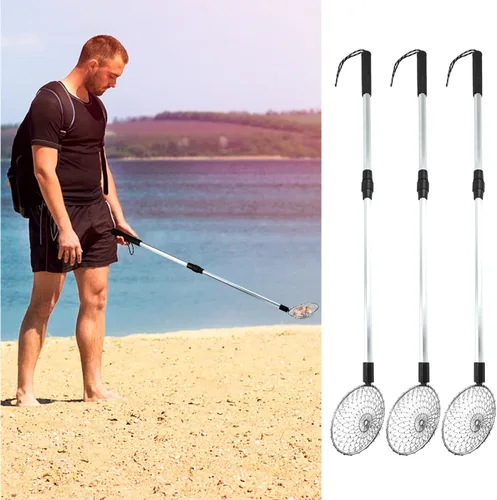 YEXEXINM Paquete de 3 herramientas de tamiz de arena – Cuchara de playa para peine de playa, concha y roca, tamiz de dientes de tiburón, recoger