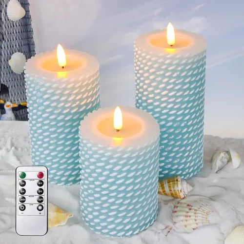 Miniatura 10 de Velas de Cristal Florales Sin Llama Rosa Románticas Operadas con Batería con Control Remoto Parpadeantes LED Plateadas Vela de Pilar de Cera Real