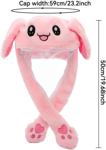 Miniatura 2 de Sombrero de conejo con orejas que se mueven de umbresen, sombrero de conejo de peluche divertido para niños Rosa